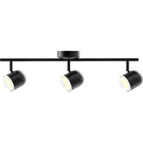 Lampada parete-soffitto LED 3 luci nera 3000K Polux (1/5)