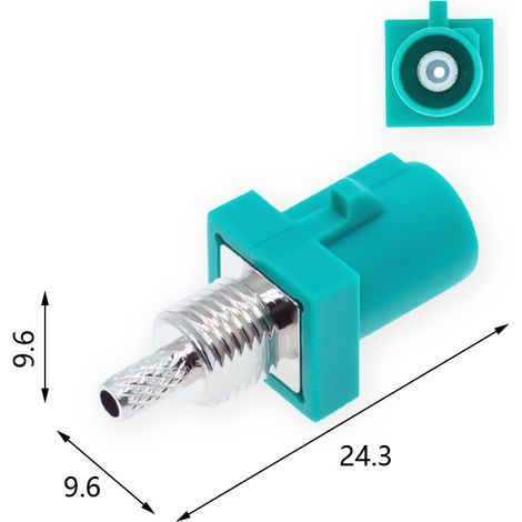FAKRA Kfz-HF-Koaxialstecker mit kurzem Steckergehäuse, Typ E, mit Gewindedichtring (1/3)