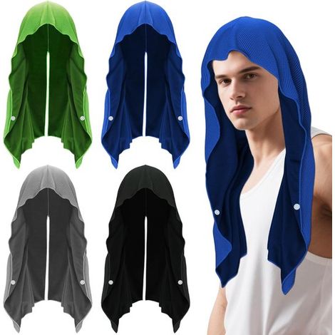 4 piezas, 60×30 cm, Toalla de secado rápido para cuello y cara, Forma de U, fitness y protección solar, Negro, azul, verde, gris (1/5)