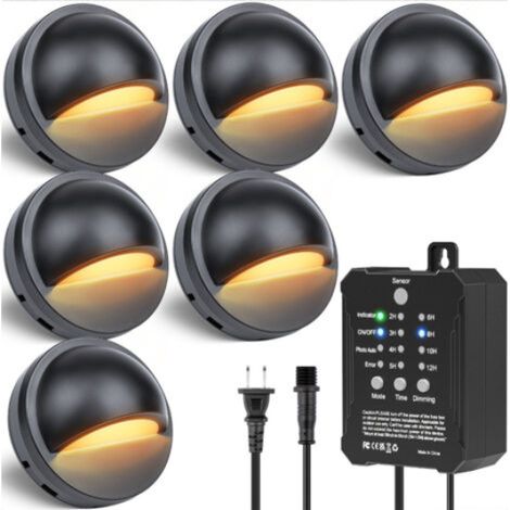 6 lumières LED dimmables pour clôture, pour jardin, cour, éclairage doux et agréable, économie d'énergie (1/5)