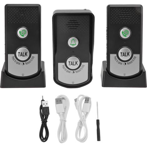 Sonnette D'Interphone Vocal, 1000 M de Charge USB Intelligente sans Fil Appel Sonnette étanche sans Fil Interphone de Sonnette pour Bureau à Domicile.