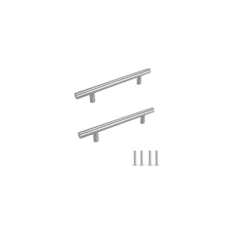 Poignées de porte en acier inoxydable argenté, poignée de meuble avec vis pour tiroir, armoire, pour cuisine, décoration intérieure, entraxe 128 mm, 2 pièces. (1/5)
