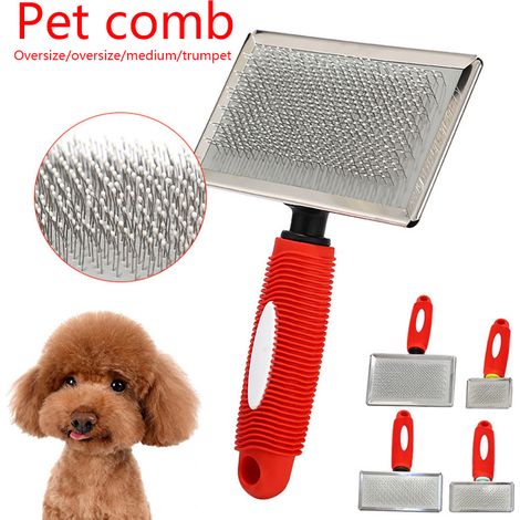 Outil de démêlage à aiguilles en acier pour animaux de compagnie, peigne à nœuds, outil de toilettage pour chien et chat (rouge L)