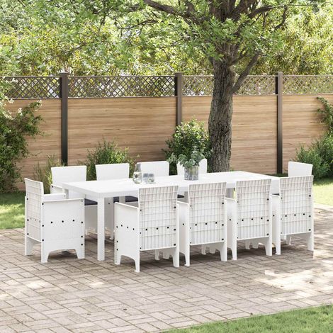 vidaXL Conjunto de Comedor de Jardín 11 uds. Blanco Polipropileno (1/5)