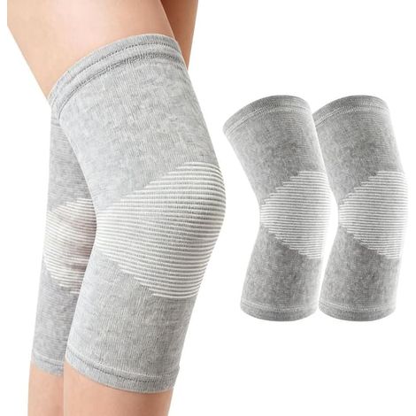 Genouillères en bambou, 1 paire, unisexe, compression, sport, grises, taille M (1/5)