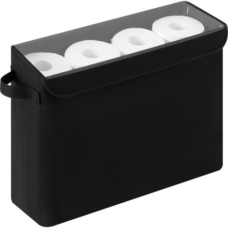 Panier Porte Papier Toilette avec Couvercle Transparent, Rangement Salle de Bain pour Jusqu’à 12 Rouleaux Standard (1/5)