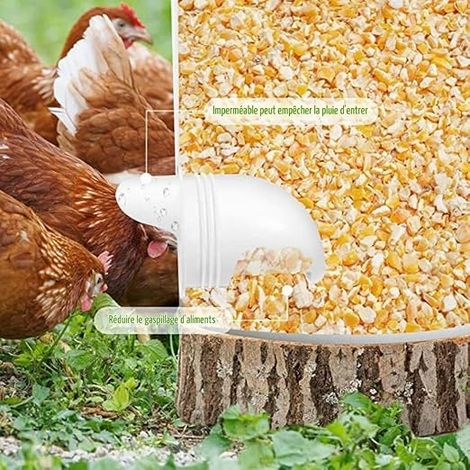 Automatic Chicken Feeder, Anti-Pest Chicken Feeder, Gravity Poultry Feeder Kit, Chicken Feeders, Suitable for Buckets, Boxes, Troughs (1/4)