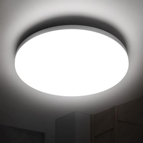 24W , IP56 Plafonier Eclairage, 6000K Blanc Froid, pour Couloir Escalier Cave, Rond 30CM,Lumière activée par le son (1/5)
