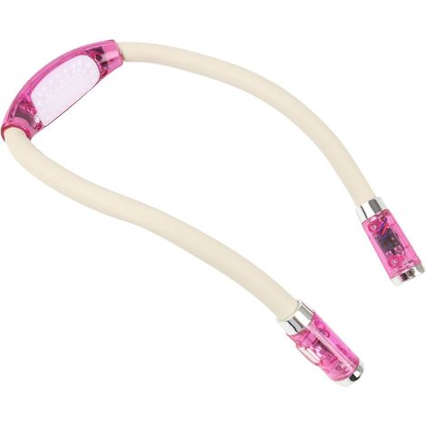 Pink and white USB rechargeable neck reading light, 360° foldable hands-free LED reading light, neck lamp for reading in bed, knitting, travel, camping, 4 lighting modes (1/5)