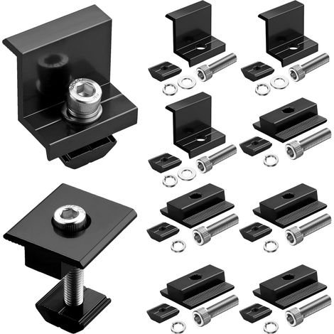 10 PCS Fixation Panneau Solaire Support Panneau Solaire en Aluminium 35 mm, Support Montage Panneau Solaire en Z pour Panneau Photovoltaïque Camping Car Toiture Mural, Avec Ecrous et Boulon (1/5)