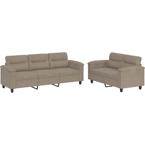 Maison Exclusive - Ensemble de canapés 2 pcs avec coussins taupe tissu microfibre