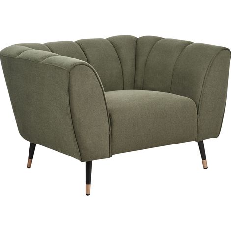 Fauteuil Bas Moderne Assise Large et Profonde et Dossier Bas Rembourré en Tissu Vert Orsta