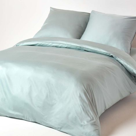HOMESCAPES Bio Bettwäsche duck egg blue, 155 x 220 cm (1/4)