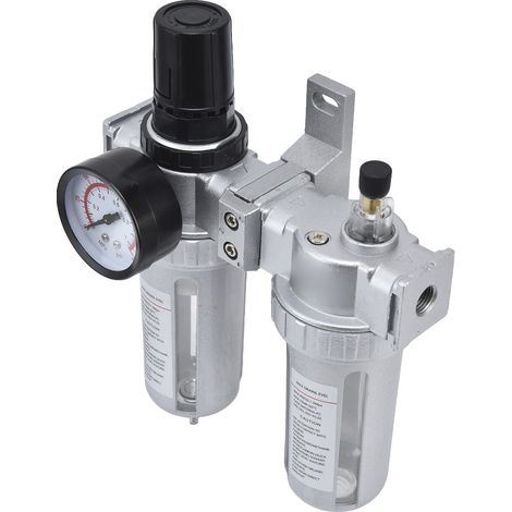 Filtre à Air Comprimé Régulateur de Pression avec Manomètre Séparateur d'Eau pour Compresseur Lot de 2 SFC300 (1/5)