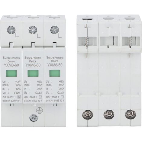 Parafoudre triphasé, module de protection contre les surtensions en matériau PC ignifugé, 60 kA 420 V (1/5)