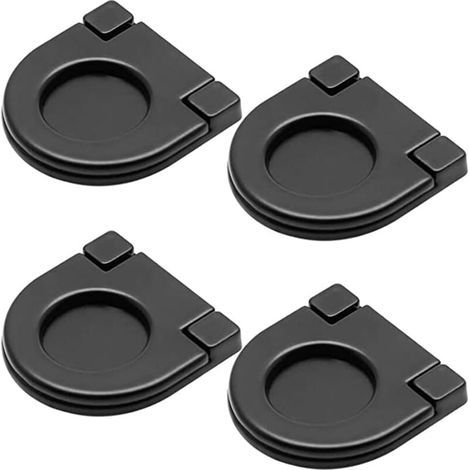 4 Pièces Poignées invisibles, Poignées de porte de tiroir armoire de cuisine boutons 36mm, tirette avec vis, Poignée de tiroir de quincaillerie d'armoire de cuisine horizontale (Noir) (1/4)