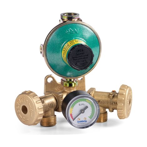 Centralina per abbinamento 2 bombole gas GPL ompleta di indicatore di livello bombola  regolatore 4 kg. (1/2)