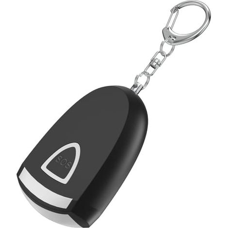 Porte-clés d'alarme de sécurité personnelle rechargeable avec signal SOS 130 dB et lumière LED, noir (1/5)