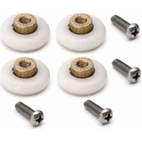 Replacement rollers for sliding shower doors, pack of 4, with M6 screws, 20 mm diameter. (1/4)