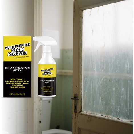 Vielseitiger Fleckenentferner, geeignet für Bad, Küche und Möbeloberflächen praktischer Reiniger für Wasserflecken und andere Verschmutzungen. – 120 ml -- DE (1/5)