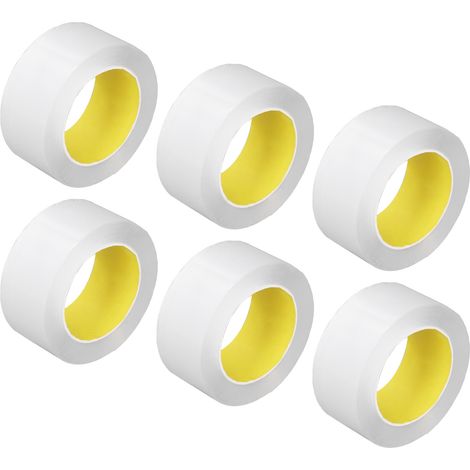 Lot de 6 rouleaux de ruban adhésif double face transparent, épaisseur 0,1 mm, largeur 50 mm, longueur 5 m, pour la fixation de tableaux. (1/5)