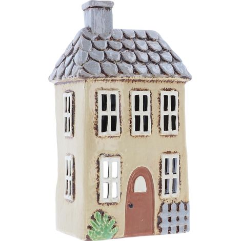 Photophore en céramique pour Maison de Jardin et poterie de Village, bougeoir décoratif pour la Maison (crème Moyenne), 20x12x9 to 30x12.5x9 (1/2)