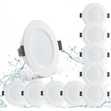10er-Pack LED-Einbaustrahler, 5 W, IP44, 98 mm