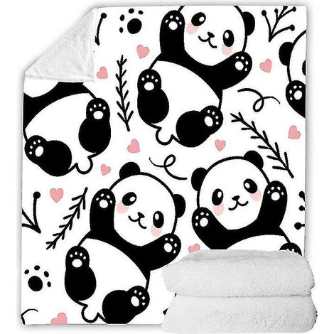 Couverture Panda en peluche polaire sherpa, cadeau panda pour filles, douce et chaude, couverture en peluche panda pour enfants et adultes, toutes mers (1/5)