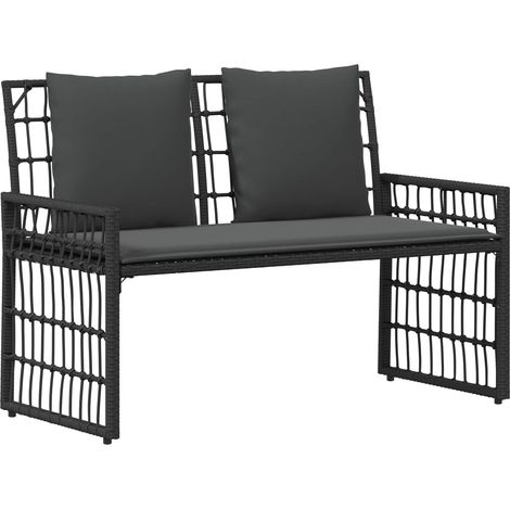 Outdoor Bench Plain Black and Dark Grey 116 x 55 x 82 cm vidaXL