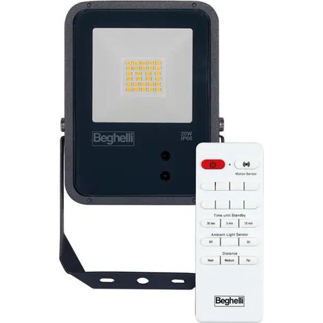 Beghelli FL LED-Flutlicht mit Dual-Sensor 86169 20W Schwarz IP66 4000K