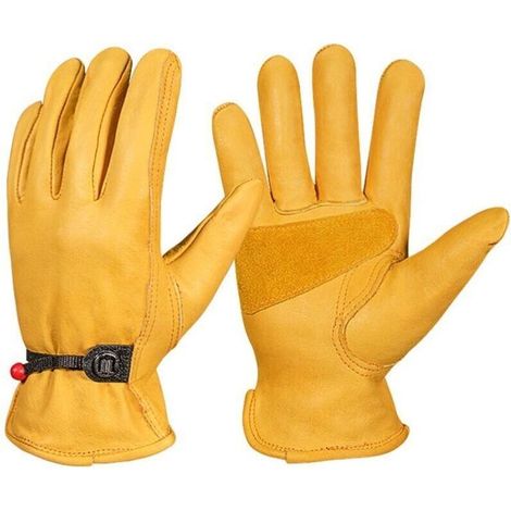 Gants de travail d'hiver en cuir, gants de jardinage thermiques avec doublure polaire, résistants aux épines, gants de conduite par temps froid pour hommes et femmes, taille (1/4)
