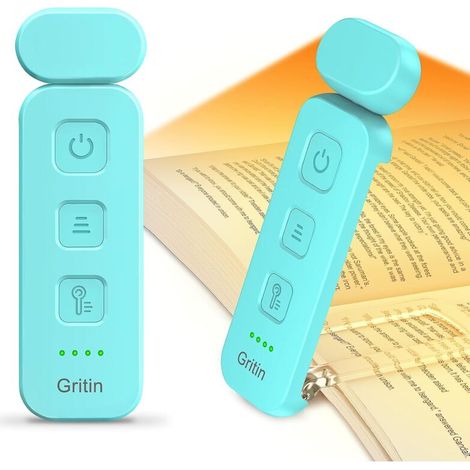 Rechargeable Reading Lamp, 3 Eye-Protecting Colors & 5 Adjustable Brightness Levels, Portable Long-Lasting Mini Clip-On Reading Light for Bed, Gifts for Book Lovers (1/5)