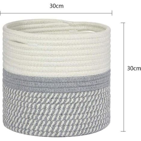 Cache-Pot Tressé - Coton Naturel - Pliable - Pour Plantes Intérieur Salon Chambre - Diamètre 30 cm - 1 Pièce (1/5)