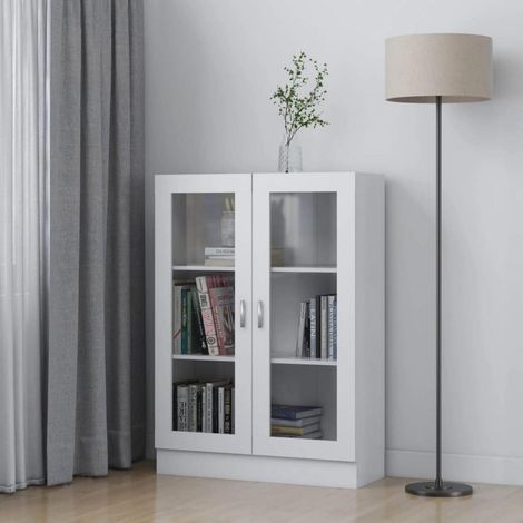 Vitrinenschrank mit 3 Fächern und 2 Türen, weiß, 82,5x30,5x115 cm (1/5)