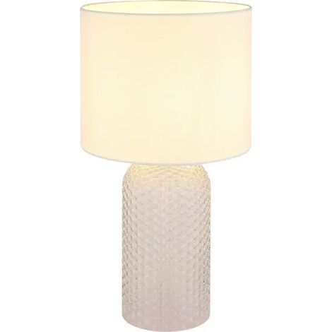 [NEUWERTIG] B-Ware Globo Tischleuchte Tischlampe Weiß Glas Textil Schalter Kabel E27 1x60 W 230 V
