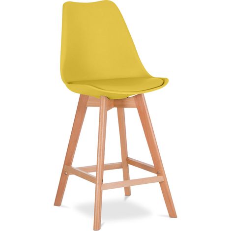 Hocker im skandinavischen Stil - Holzbeine - Denisse Gelb (1/5)