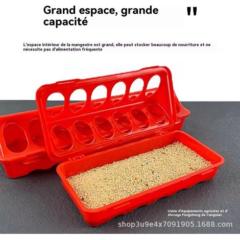 Mangeoire pour poussins - 12 ouvertures - Grande capacité - Résistante aux chocs, à l'usure et indéformable (1/4)