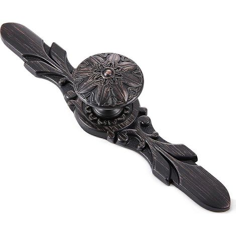 Lot de 5 boutons de meuble en bronze huilé avec plaque de fixation, motif floral, alliage de zinc durable pour cuisine et commode (1/5)