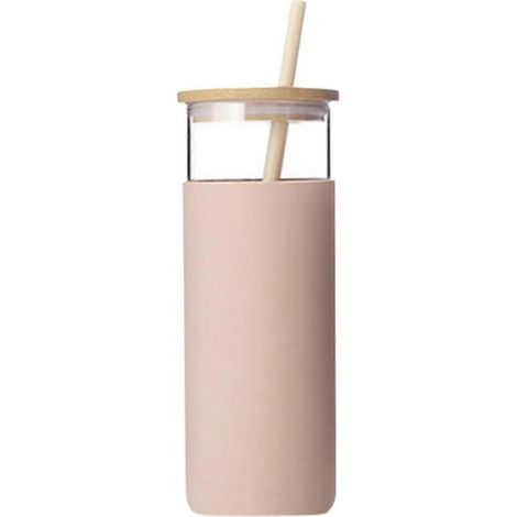 Gobelet isotherme 500 ml avec couvercle, verre incassable, assorti aux gobelets à café glacé et à paille pour la maison (orange) (1/5)