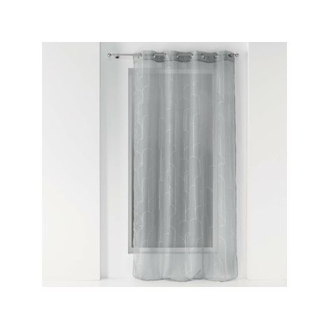 Voilage à illets avec imprimé métallisé - 140 x 240 cm - Domea - Gris et argenté - Livraison gratuite (1/3)