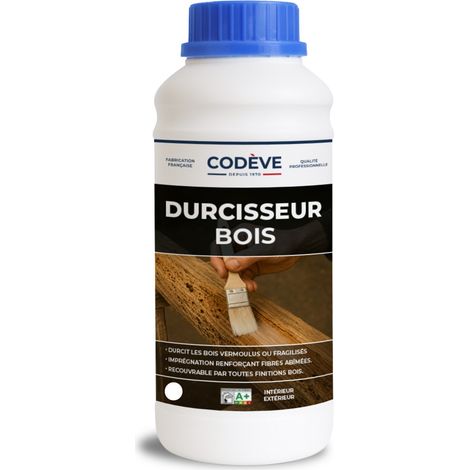 Codève Bois – Durcisseur bois 1 L – Renforce les bois vermoulus et friables – Utilisation intérieure et extérieure – Très forte pénétration dans les fibres (1/5)