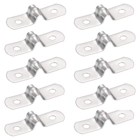 Lot de 16 sangles tuyau rigides 5 mm à 2 trous en acier inoxydable, colliers serrage robustes pour fixation tuyaux, électricité, échappement, plomberie - 5mm (1/5)
