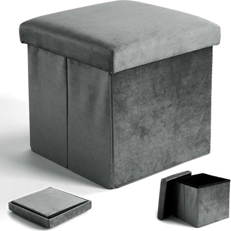 Faltbarer Samtpouf DIEGO Graphit VELVET Größe M