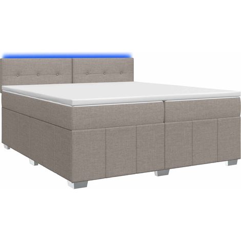 Maison Exclusive - Letto box spring con materasso Tortora 200 x 200 cm Tessuto (1/5)