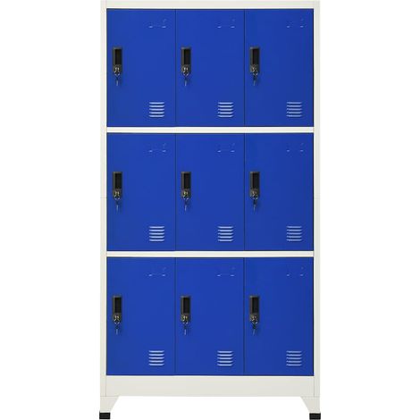 Armadietto con Serratura Grigio e Blu 90x45x180 cm in Acciaio DAS670001 (1/5)