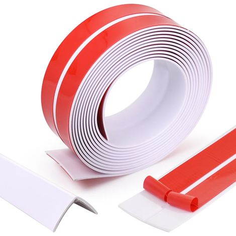 Plinthe souple autocollante de 4 m, bande d'étanchéité autocollante, protection des bords, 20 mm x 20 mm, bande en silicone PVC étanche, bande flexible pour portes, fenêtres, murs, sol (1/5)