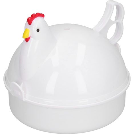 Cuiseur à œufs Micro Ondes Rapide - Cuit Oeuf Electrique Cuiseur À Œufs Rapide en Forme De Poule Insert en Aluminium pour 4 œufs Maïs Pomme de Terre Sans BPA Facile à Nettoyer