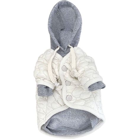 Vêtements d'hiver pour petit chien, confortable et chaud pour animal de compagnie, veste pour temps froid pour Yorkshire Terrier Schnauzer Teddy gris à capuche XL (longueur du dos : 40 cm). (1/5)