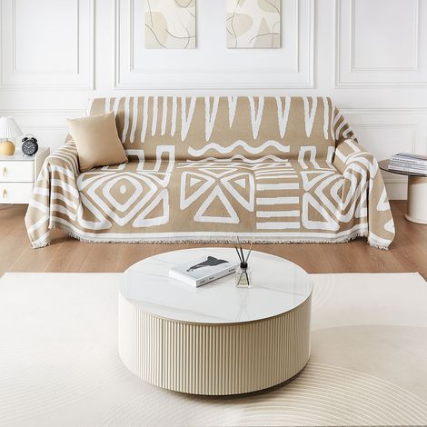 VEVOR Housse de Canape de 299 x 181 cm, Couvre Canape de Style Boheme, Revetement Antiderapant en Chenille, Lavable et Resistant aux Rayures, Protection pour Causeuses Sofa Deux Places, Kaki (1/5)