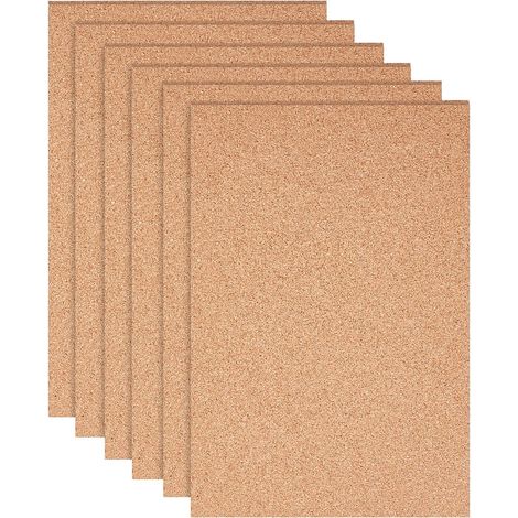 Lot de 6 Feuilles de liège, Auto-adhésives 29,7x21cm, Épaisseur 6mm, Antidérapantes, Pour décoration murale et bricolage